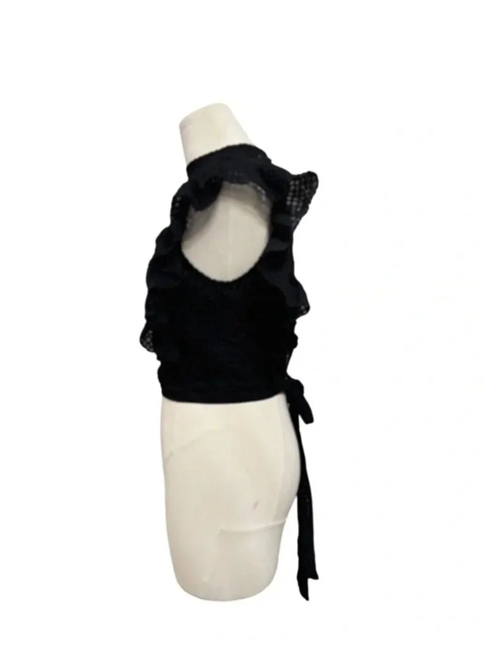 Maeve Crop Ruffle Mesh Top - Sz Small - Picture 6 of 9